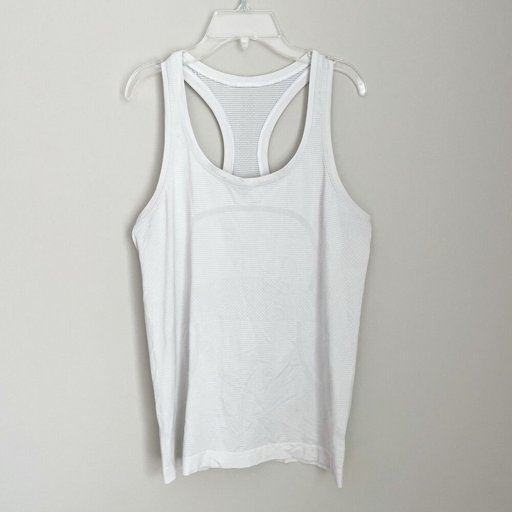 Lululemon Size 10 White Sleeveless Swiftly Tech Tank Top Workout Athletic Shirt
